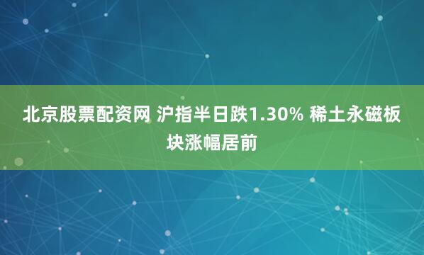 北京股票配资网 沪指半日跌1.30% 稀土永磁板块涨幅居前