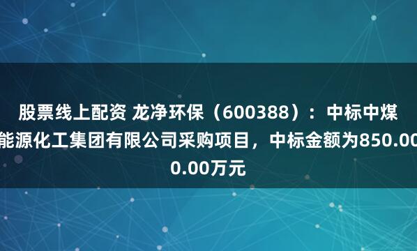 股票线上配资 龙净环保（600388）：中标中煤陕西能源化工集团有限公司采购项目，中标金额为850.00万元